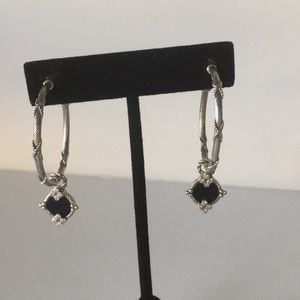 Judith Ripka Hoop Earrings Removable Onyx Charms